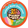 Crazy Cups Decaf Flavored Coffee Pods, Decaffeinated Island Rum Coconut Single Serve Coffee Cups for K Cup Keurig Machines, Brew Hot or Iced, 22 Count