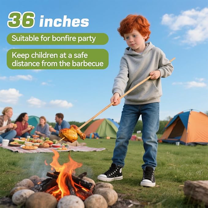 100PCS 36 inch Bamboo Skewers for Marshmallows,S'Mores,Fire Pit,BBQ,Kabob,Grilling, Camping.More Size Choices 6"/8"/10"/12"/36"