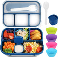 MaMix Bento Lunch Box Adult, Kids, Lunch Containers for Adults/Kids/Students,1300ML-4 Compartment (blue)