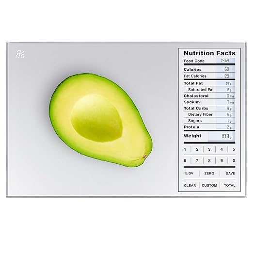 Greater Goods Nutrition Scale (Standalone, No Bluetooth) – Food Grade Glass Digital Food Scale with 2,000 Preloaded Foods, Compact 9.3"x6", for Portion Control, Calorie Counting, and Meal Prep