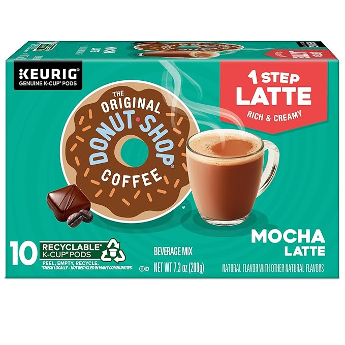 The Original Donut Shop Mocha One-Step Latte, Single Serve Coffee K-Cup Pod, Flavored Coffee, 60 Count (6 Packs of 10)