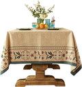 patdrea Designer Linen Extra Long Tablecloth for Rectangle Table,Beige Anti-Wrinkle Durable Floral Farmhouse Table Cloth,Decor Covers for Kitchen Dining,Christmas,Thanksgiving,63"x110"-Fram