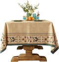 patdrea Designer Beige French Linen Small Tablecloth for Square Table,Anti-Wrinkle Durable Floral Table Cloth,Decor Cover for Kitchen Dining,Tea Party,Christmas,Thanksgiving,55"x55"-Fram