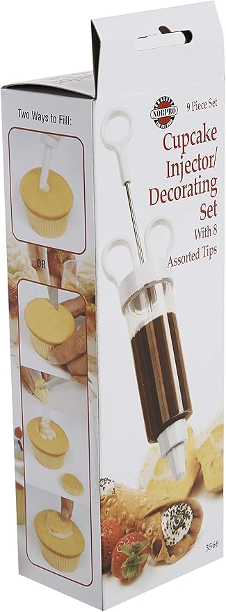 Norpro Cupcake Injector/Decorating Icing Set, 9-Piece Set, Stainless Steel, Multicolor