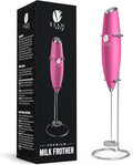 Bean Envy Milk Frother, Coffee Stirrers, Frother Wand, Milk Frother Handheld, Frother with stand, Hand Blender for Coffee, Lattes, Cappuccino, Matcha and Hot Chocolate – Kitchen Gifts (Raspberry)