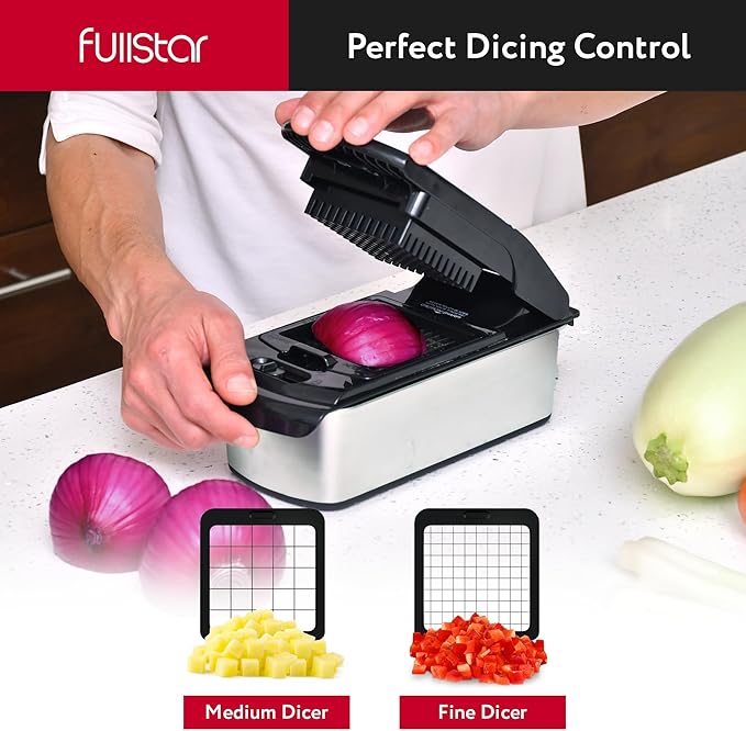 Fullstar The Original Pro Chopper - Vegetable Chopper and Spiralizer, Food Chopper with Container, Fruit Slicer, Kitchen Gadgets & Gifts, Home Essentials (14 in 1, Silver)