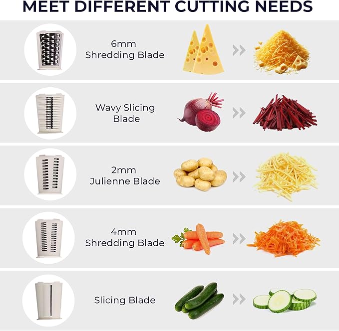 Chef Power Premium Quality 5 in 1 Cheese Grater Hand Crank - Stainless Steel Rotary Cheese Grater for Effortless Grating - Durable and Ergonomic Design for Professional and Home Use (Beige)