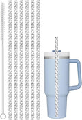 ALINK 6 Pack Replacement Clear Swirl Straws for Stanley 40 oz 30 oz Tumbler, 12 in Long Reusable Plastic Straws for Stanley, Owala Cup Accessories, Half Gallon Jug, Plus 1 Cleaning Brush
