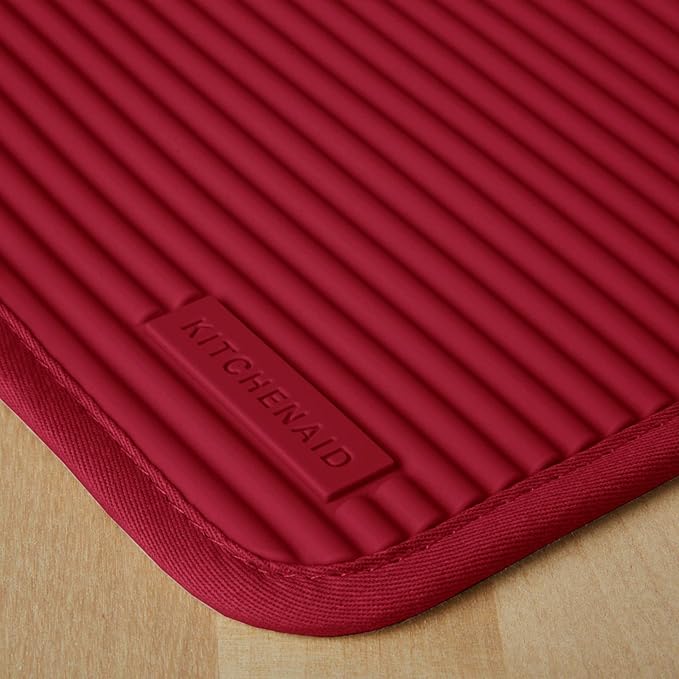KitchenAid Ribbed Soft Silicone Pot Holder 2-Pack Set, Smoked Paprika Red, 7"x9"