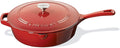 Cuisinart 12-Inch Cast Iron Chicken Fryer with Lid, 4.5 Quart Capacity, Porcelain Enameled Interior, Oven Safe, Induction Compatible, Red Gradient