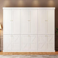 70.8" Tall Farmhouse Kitchen Pantry Cabinet with Doors, Modular Wooden Storage Hutch with 4-Tier Adjustable Shelves, White Buffet Cabinet for Kitchen or Living Room, Set of 3