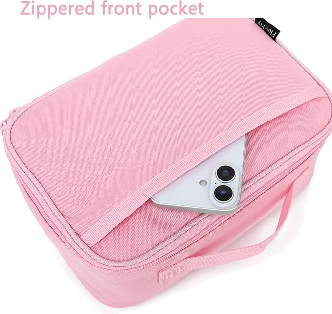 FlowFly Kids Lunch box Insulated Soft Bag Mini Cooler Back to School Thermal Meal Tote Kit for Girls, Boys, Pink