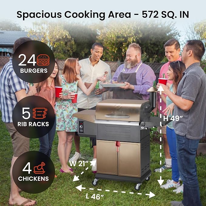 Z GRILLS 600D Wood Pellet Grill – 8-in-1 BBQ Smoker with PID 2.1 Controller, 572 sq in Cooking Area for Outdoor Grilling and Smoking, Huge Storage Cabinet Side Shelf with Tool Hooks