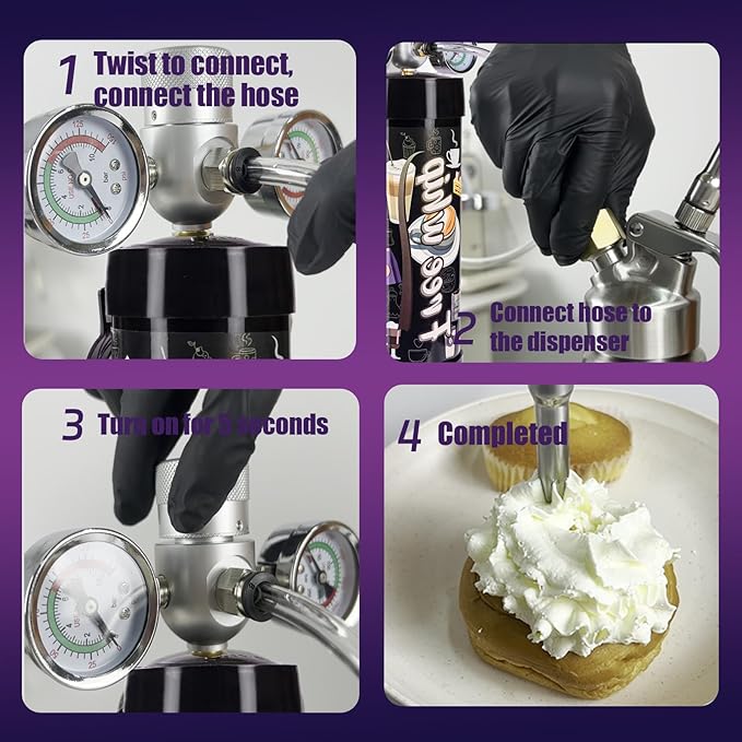 3.3L Whipped Cream Charger Tank, 2100G Food Grade Nitrous gas Cartridges for Desserts & Cocktails, Fits with Any Standard Dispensers, Leak Proof Steel (2Pack)