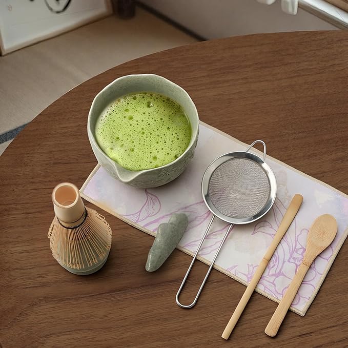 Matcha Whisk Set, 8-Piece Ceramic Japanese Matcha Bowl & Accessories Kit for Traditional Tea Ceremony, Home Use & Gifts(Green)