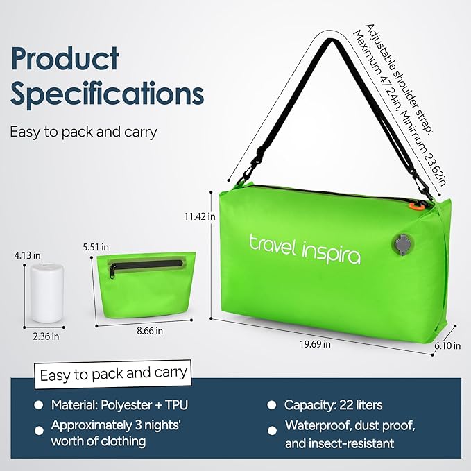 Vacuum Bags for Travel Luggage with Wireless Pump, Compression Bags for Carry On Suitcases and Backpack, Vacuum Seal Packing cube for Cloth Packing (1PC + PUMP)