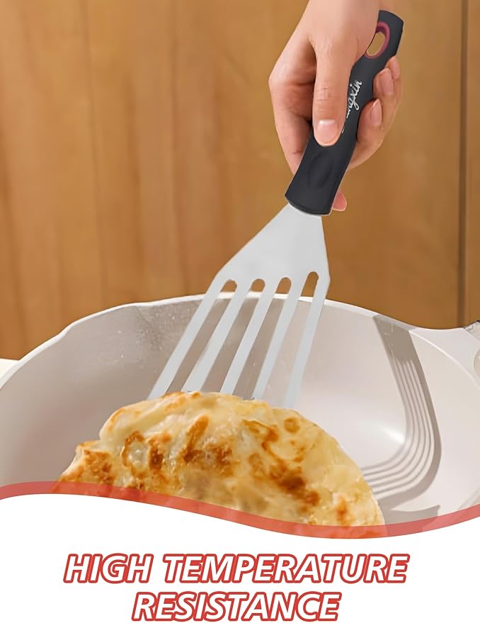 2Pack Fish Spatula Fish Turner for Fish Metal Spatula, Silicone Fish Turner, Fish Flipper - Ideal for Grilling and omelette making