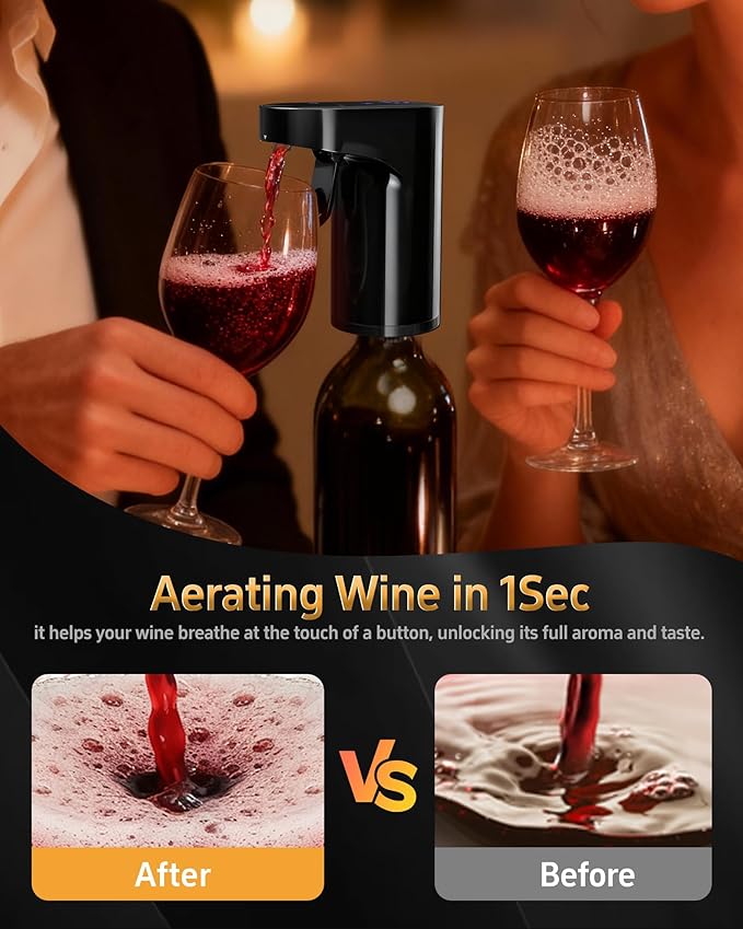 5-in-1 Electric Wine Decanter with Aerator,Digital Alcohol Bottle Dispenser Adjustable Dosing,Smart Whiskey Pourer, Liquor/Spirits Pump Automatic,Nice Gifts for Women Men Mom Dad Husband Boss(Black)