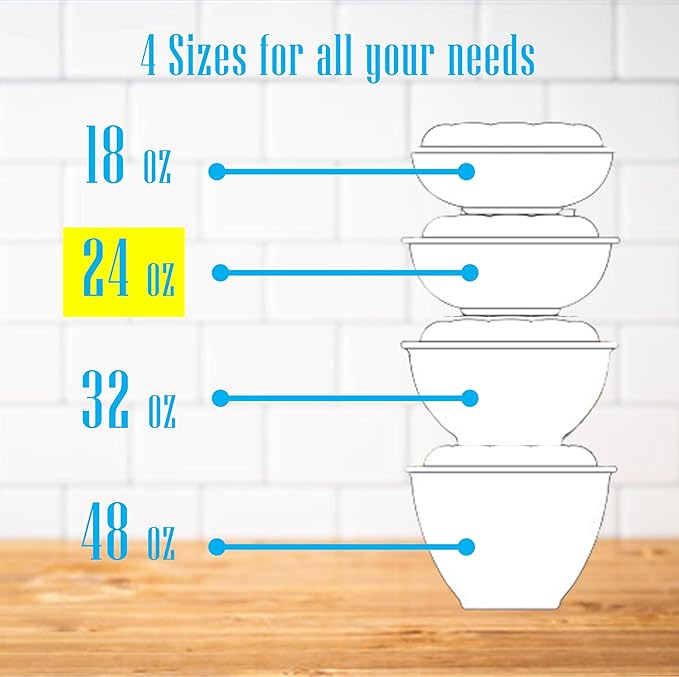 Mr Miracle Clear 24 Ounce Plastic Salad Bowls with Snap-On Lids. 50 Pack. Airtight Disposable Salad Containers for Lunch, Meal Prep, Parties. Ideal as Disposable Salad Bowls with Lids