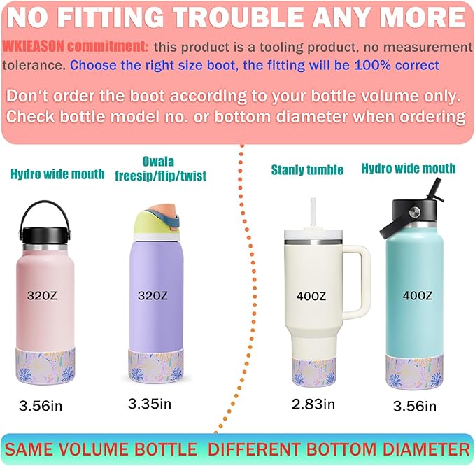 WK IEASON Protective Silicone Base Cover Boot for Hydro Flask Wide Mouth/Standard Mouth, Anti-Slip Silicone Bottom Bumper As Hydro Flask Water Bottle Accessories-2.83inch Bottom Diameter