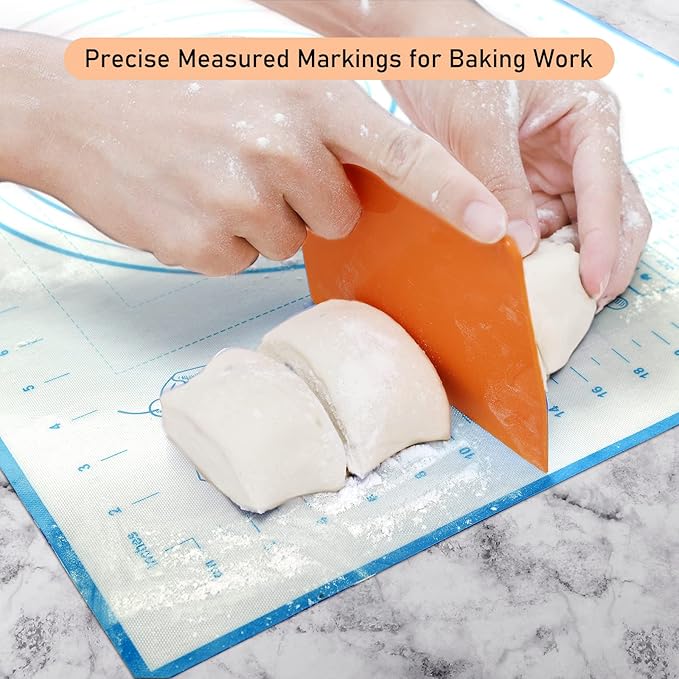 Silicone Pastry Mat with Measurement, Kids Rolling Mat for Fondant, Rolling Dough, Pie Crust, Pizza and Cookies, Baking Mat,12" x 16", Blue