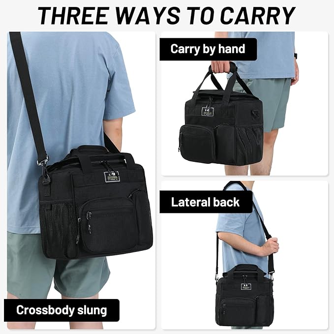 MIER Large Lunch Box for Men Women Adult Insulated Soft Sided Cooler 24 Can Leakproof Lunch Bag Collapsible for Work Travel Camping Beach, 15L (Black-No Luggage Strap)