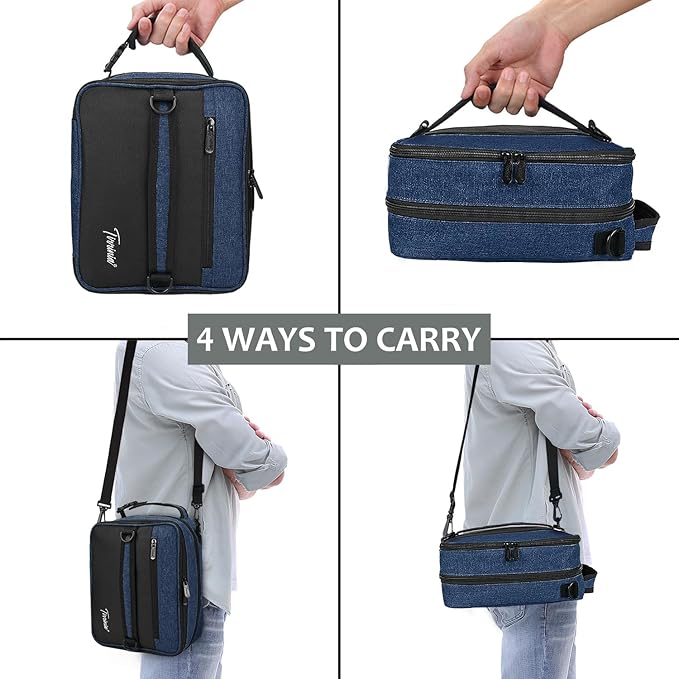 Tirrinia Expandable Insulated Lunch Bag for Men Women – Leakproof Reusable Cooler LunchBox for Kids & Adults with Shoulder Strap, Perfect for Work, School, Office, Travel,Dark Blue