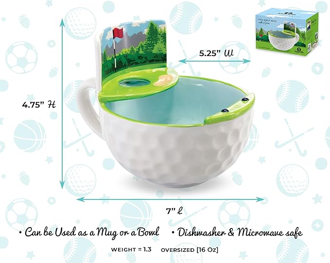 MAX'IS Creations The Golf Mug With A Green, Funny Golf Gifts for Men Women Unique Christmas Gifts for Men Golfers Gift for Dad, Novelty Ceramic Coffee Mug, 16oz