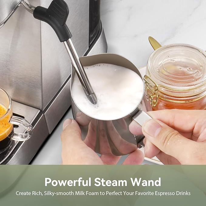 Gevi Commercial Espresso and Coffee Makers, Professional 20 Bar Espresso Maker with Milk Frother, Stainless Steel Expresso Coffee Machines for Home, Compact Cappuccino Machine, Great Gift