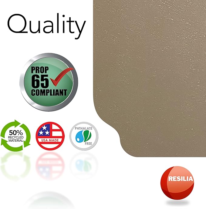 RESILIA Large Under Grill Mat – Heavy Duty, Outdoor Floor Protector Mats for Deck, Patio, & Garage – 72 Inch x 48 Inch with 12 Inch Splatter Protection Lip, Beige/Tan Orange Peel, Made in The USA