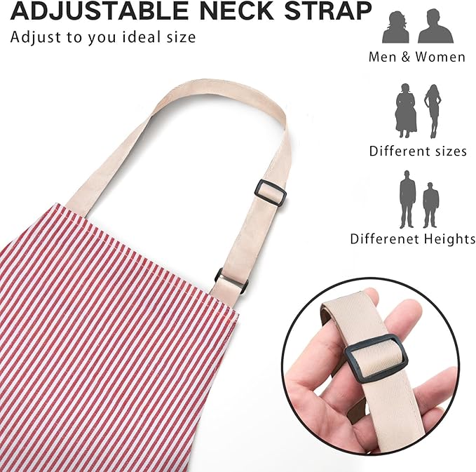 2 Pack Adjustable Bib Apron with 2 Pockets Chef Cooking Kitchen Restaurant Aprons for Women Men