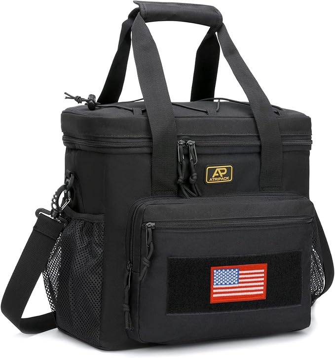 Lunch Box for Men, Tactical Lunch Bag MOLLE Webbing Leakproof Insulated Large Lunch Cooler Women Adult Meal with Adjustable Shoulder Strap Durable Lunch Pail (Black)