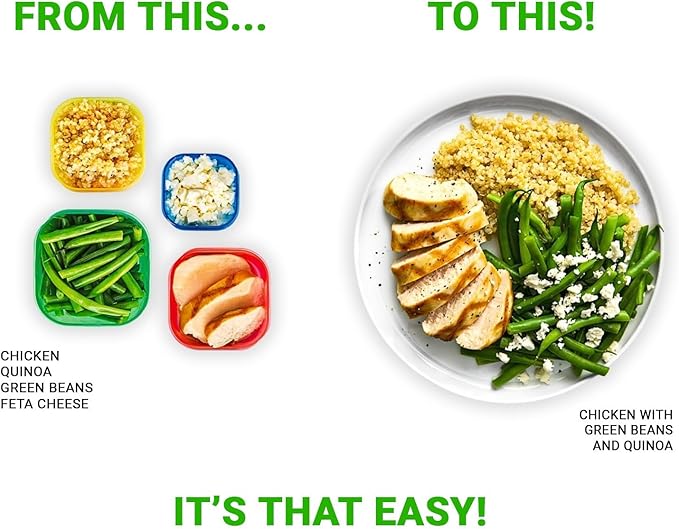 Beachbody 21 Day Fix 7-Piece Kit: Color-Coded Portion Control Containers for Meal Prep and Weight Loss, Ideal for Food Storage, BPA-Free, Reusable, with Secure Locking Lids for Freshness