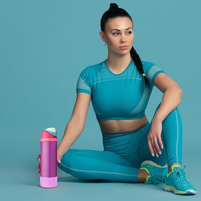 2PCS Glitter Silicone Boot for Owala Water Bottle, Anti-Slip Protective Sleeve for Owala Twist,FreeSip and Flip Stainless Steel Water Bottle, BPA-Free, Dishwasher Safe, Accessories