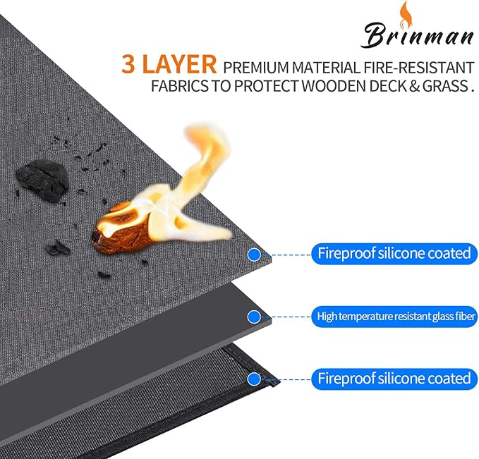 Large 65x40 inch under Grill Mats for Outdoor Grill - Double-sided Fireproof Fire Pit Mats for under Fire Pit Fireplace- Waterproof BBQ Mat under BBQ -Grill Floor Pad for Patio Deck Protector