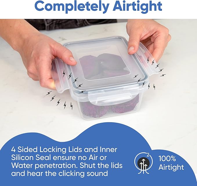 Chef's Path 32 Piece Airtight Food Storage Containers with Easy Snap Lids, 16 Containers and Lids, Stackable Kitchen and Pantry Canisters for Meal Prep and Food Storage - Transparent