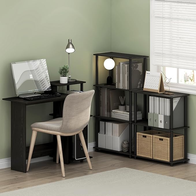 Furinno (99557EX/BK) Turn-N-Tube 4-Tier Multipurpose Shelf Display Rack - Espresso/Black