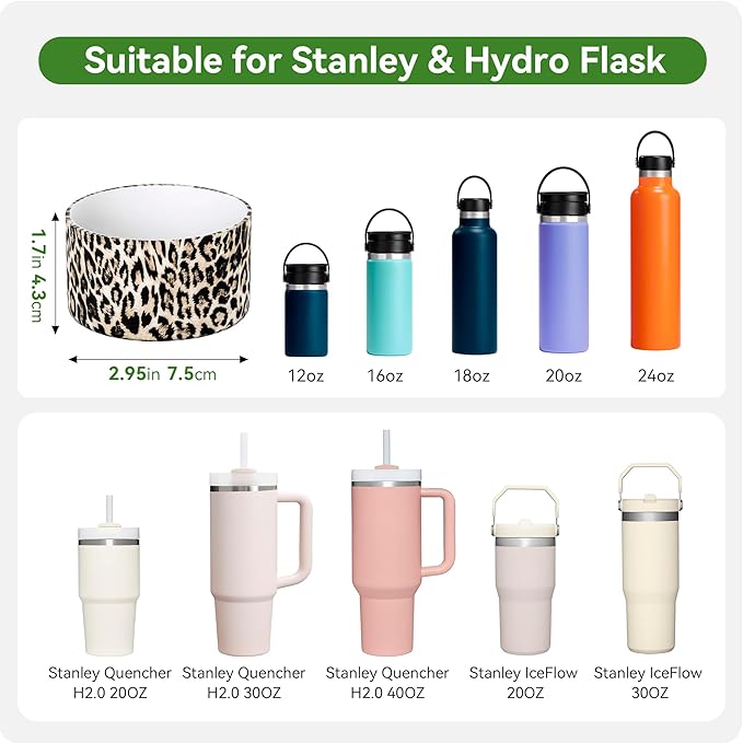 Silicone Boot for Stanley Quencher Tumbler 20/30/40 oz &IceFlow 20/30oz,Owala 24/40 oz Cup Cheetah Boot Sleeve 40oz Bottom Protector for Bottom Size 2.8-2.95" Cups & Bottles BPA-Free(Khaki Leopard)