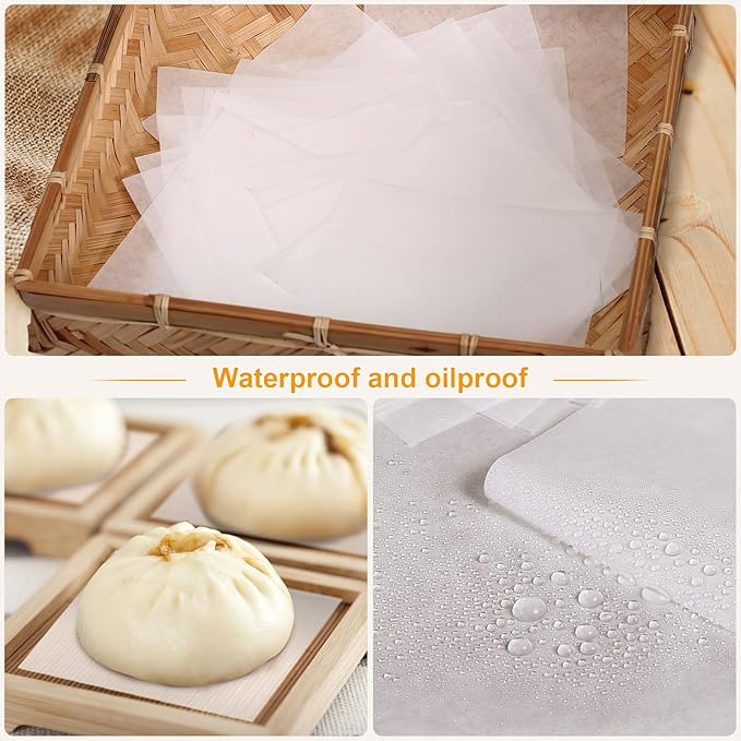 GWHOLE 500pcs Parchment Paper Sheet for Baking, Hamburger patty paper 5.5" Square Non-Stick Wax Paper Sheets for Burger Press Patty Seperate Cookies