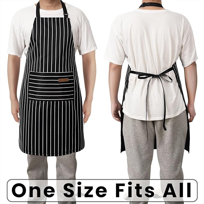 2 Pack Adjustable Bib Apron with 2 Pockets Chef Cooking Kitchen Restaurant Aprons for Women Men