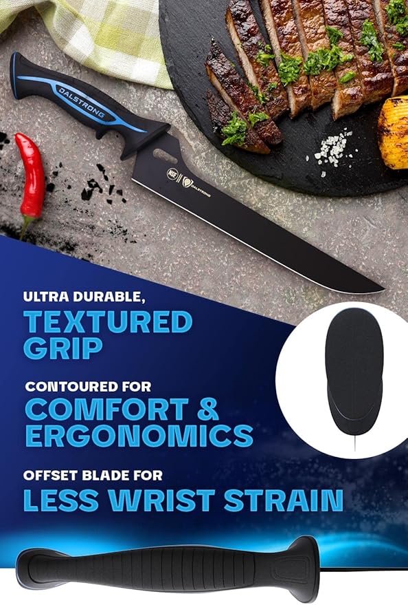Dalstrong Slicing & Carving Fillet Knife - 10 inch - Night Shark Series-7CR17MOV High Carbon Steel-Titanium Coated-Fillet Knife for Fish & Meat Slicer - Polypropylene Handle - Sheath- NSF Certified