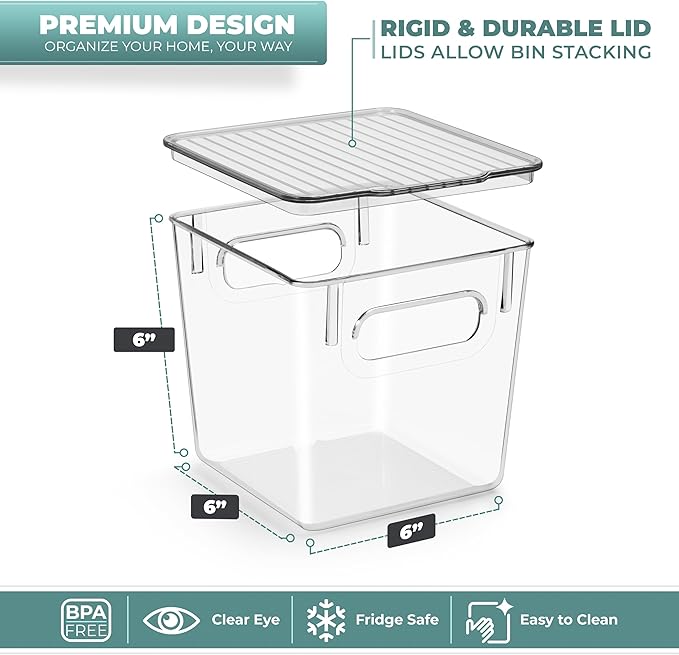 Sorbus Small Plastic Storage Bins - Kitchen Organization, Pantry & Refrigerator Bins (2 Pack)