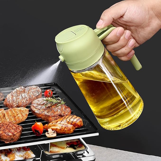 Oil Sprayer for Cooking, 2 In 1 Oil Dispenser and Oil Sprayer (Green)