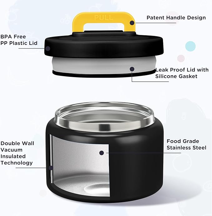 MAISON HUIS 8oz Soup Thermo Wide Mouth Vacuum Insulated Thermo Food Jar, Leak Proof Stainless Steel Thermo for Hot&Cold Food Kids Food Lunch Soup Container for School Travel