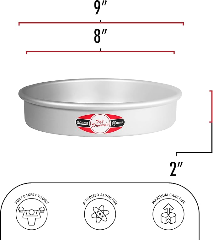 Fat Daddio's Anodized Aluminum Round Cake Pan, 8 x 2 Inch