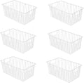 16Lx12W inch Wider Freezer Storage Organizer Baskets Container, Deep Metal Wire Chest Upright Refrigerator Divider Bins with Built-in Handles for Cabinet, Pantry, Closet, Kitchen(6)