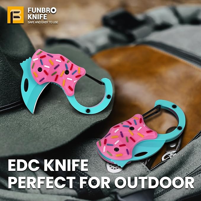 Small Pocket Knife for Women, Cute Donut Folding Box Cutter with 1.34 inch Sharp Blade, EDC Knives Tool for Everyday Carry, Great Gift for Her