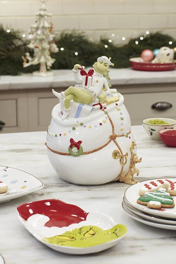Lenox 894169 Merry Grinchmas Cookie Jar, Christmas & Holiday Hosting