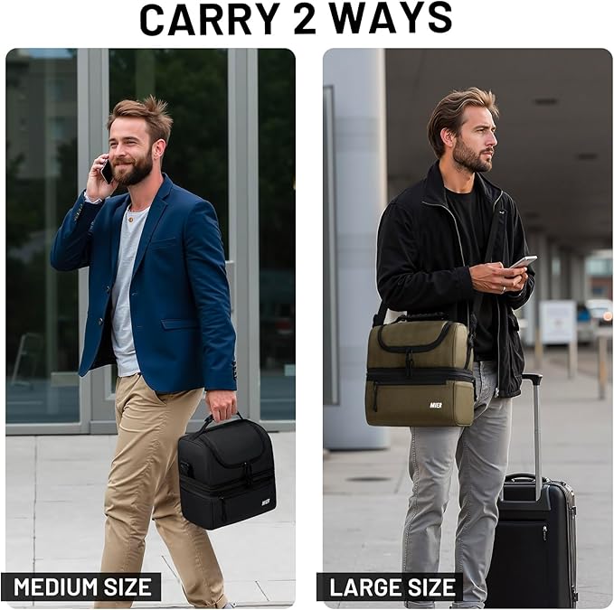MIER Adult Lunch Box Insulated Lunch Bag Large Cooler Tote Bag for Men Women to Work Travel Daytrip, Double Deck Cooler (Army Green, Large)