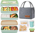 Bento Box Upgrade Japanese Lunch Box Kit,3 Layer Stackable Leakproof Lunch Box Containers with Accessories,Wheat Straw Bento Lunch Box for Kids and Adults